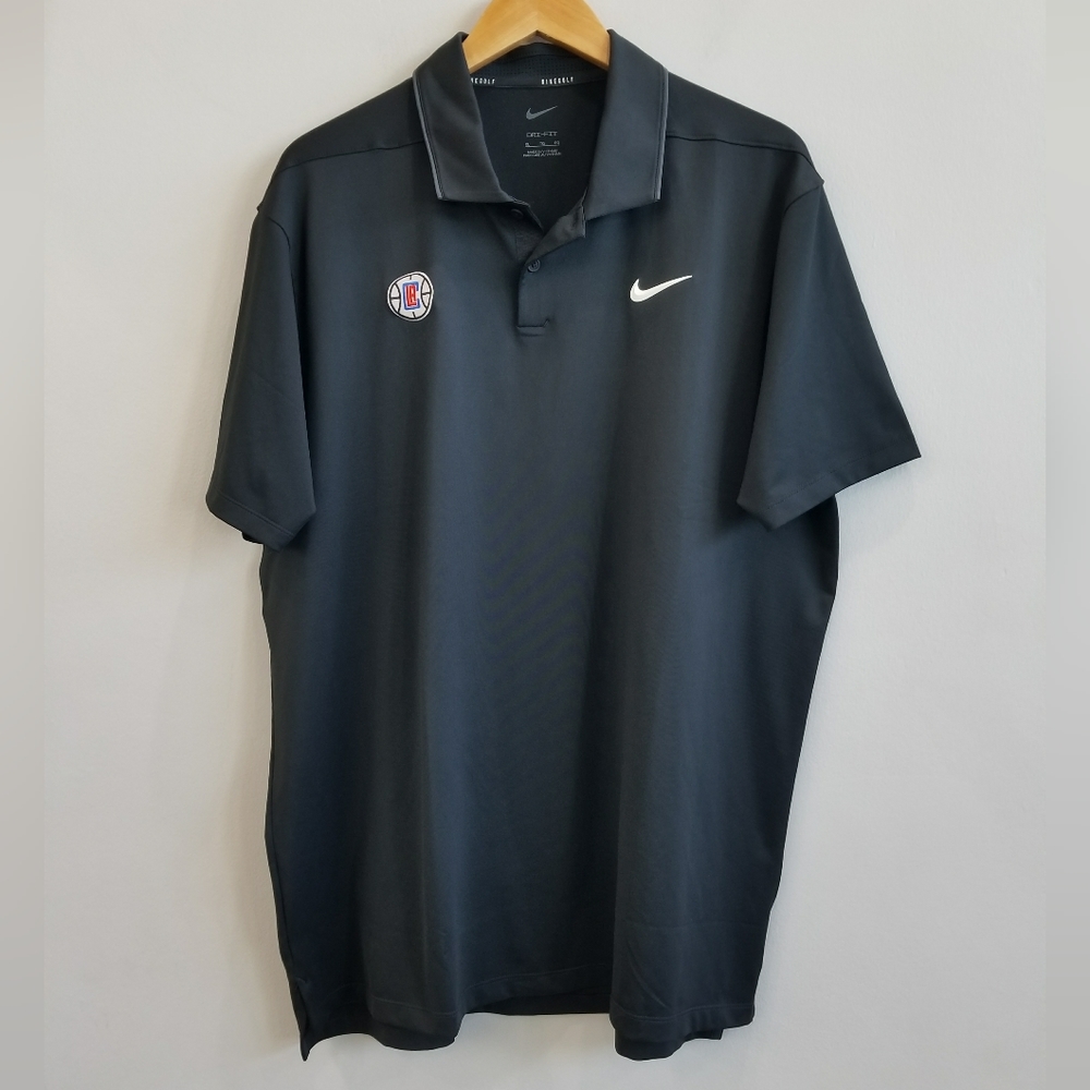 Nike Dri-Fit Vapor Golf Polo Shirt Black LA Clippers NBA DH0608 Men's Size XL